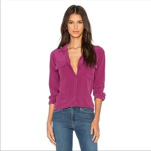 Equipment signature silk blouse button down purple